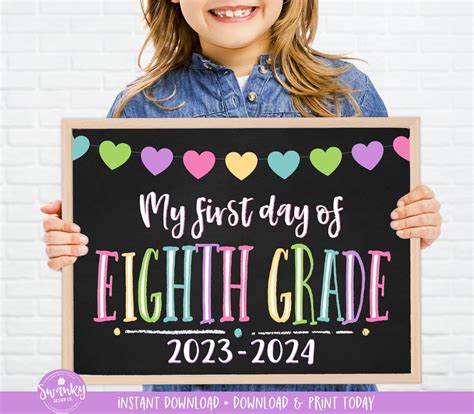 First Day Of Eighth Grade Printable First Day Eighth Grade Etsy