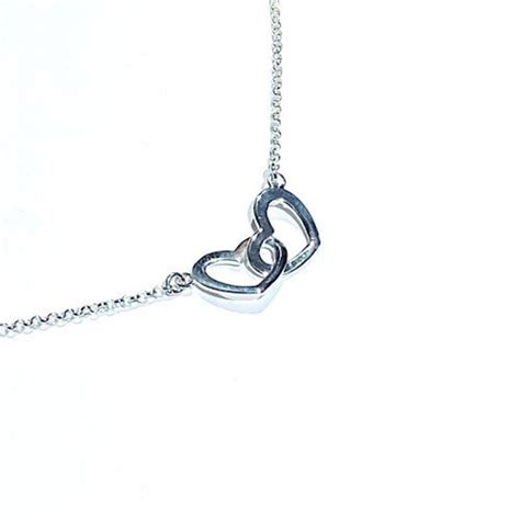 Silver Double Heart Necklace Heart Jewelry Silver Entwined Heart