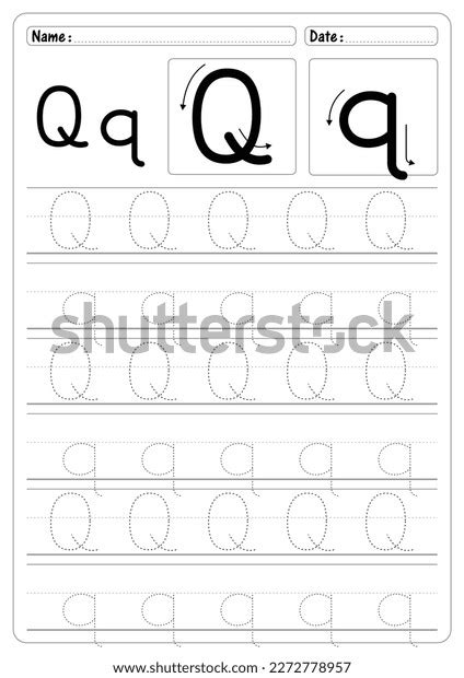 Tracing Letter Q Worksheet Vector Education Stock Vector Royalty Free