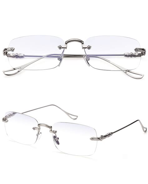 Teraise Frameless Metal Reading Glasses For Men Women Blue Light Blocking Rimless Fashion