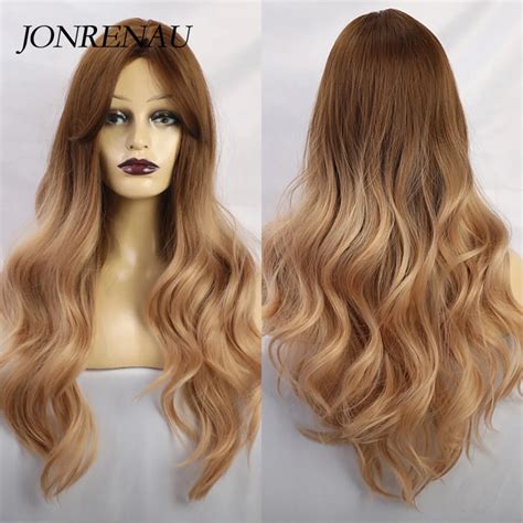 Jonrenau Cores Longa Onda Natural Cabelo Sint Tico Ombre Marrom Para