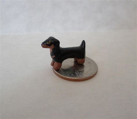 Miniature Dachshund Figurine Micro Dog Sculpture Tiny Weiner Etsy