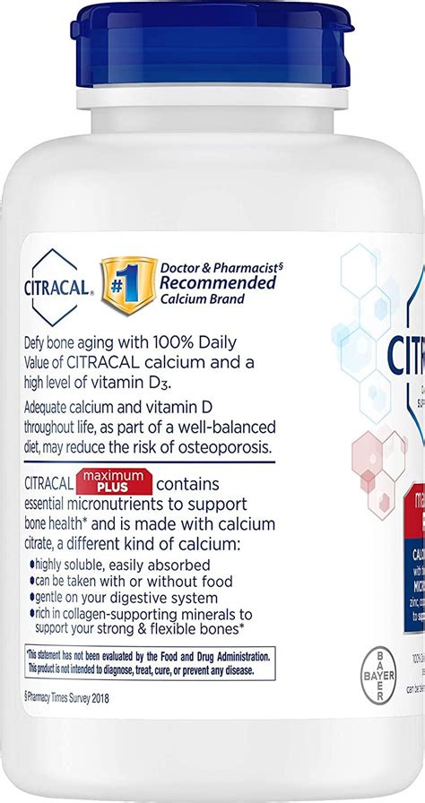 Citracal Maximum Plus D3 180 Coated Caplets For Bone Health And Calcium Support