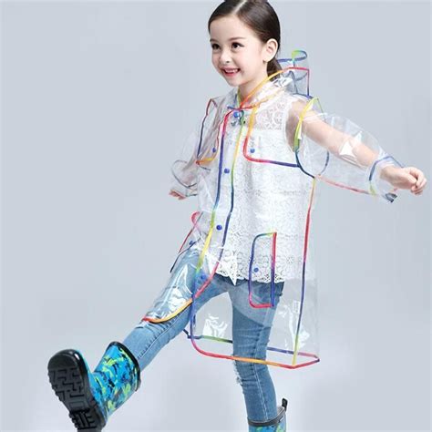 girls transparent rainbow raincoat ropa de lluvia ropa impermeable