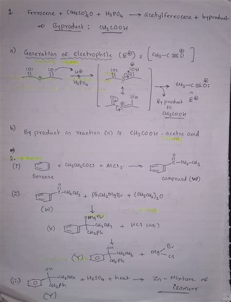 Solved 1 Acetylferrocene May Be Also Be Synthesized By Course Hero