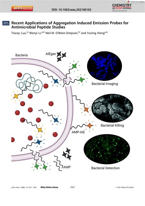 Pdf Recent Applications Of Aggregation Induced Emission Probes For