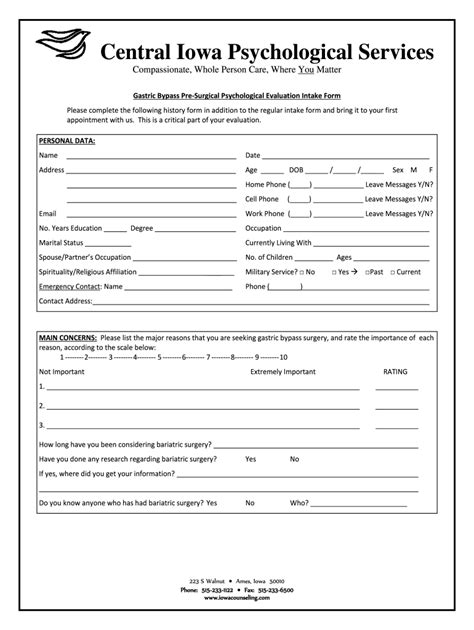 Bariatric Surgery Psychological Evaluation Template Fill Out Sign