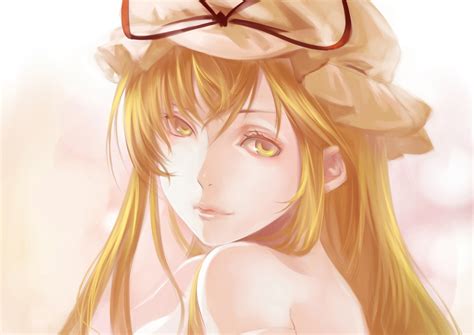 Blonde Hair Close Hat Samanta Touhou Yakumo Yukari Yellow Eyes