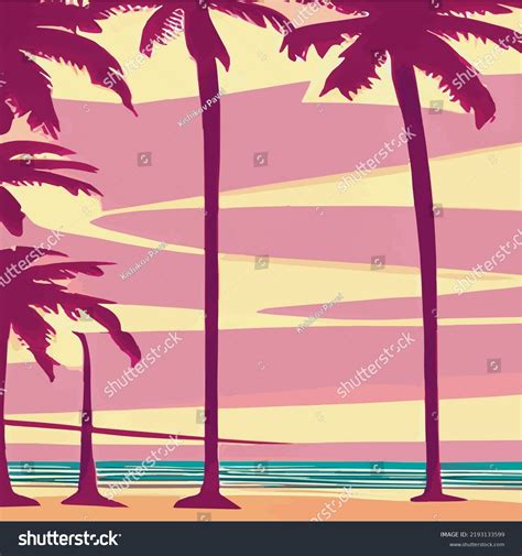 Vintage Palm Trees On Beach Abstract Stock Vector Royalty Free