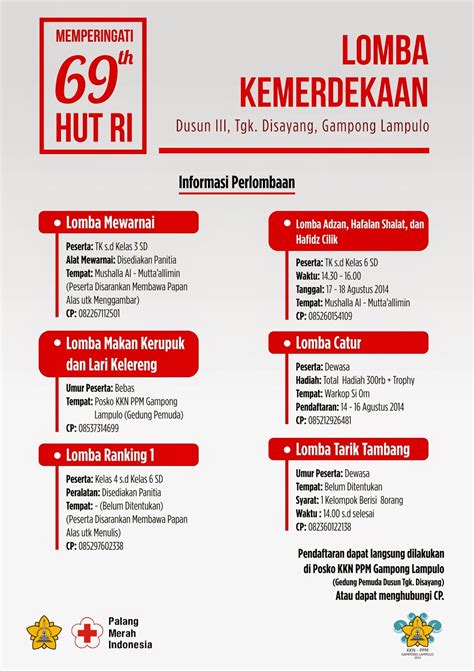 Daftar Lomba 17 Agustus Contoh Formulir Pendaftaran Lomba 17 Agustus