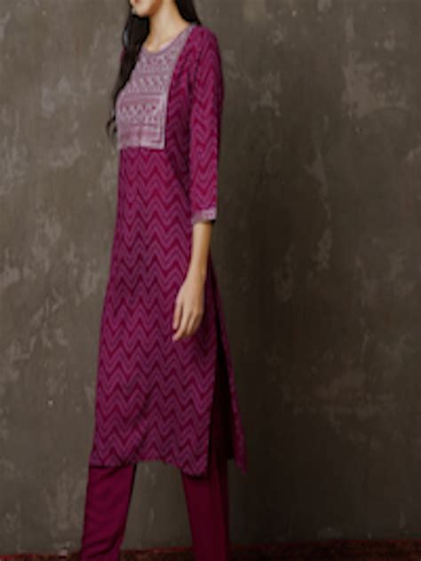 Buy Anouk Ethnic Motif Printed Thread Work Regular Kurta With Trousers