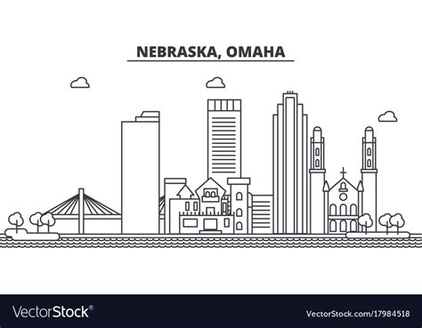 Nebraska omaha architecture line skyline Vector Image