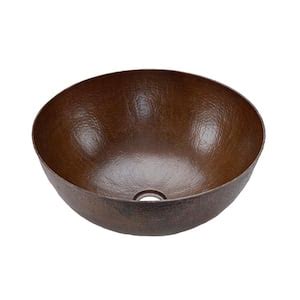 Premier Copper Products Round Wired Rimmed Hammered Copper Vessel Sink