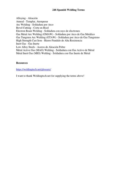 246 Spanish Welding Terms | PDF