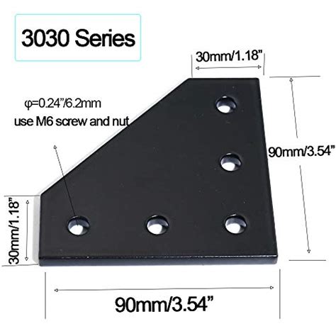 Boeray 10pcs 3030 Corner Bracket Plate Anodised L Shape 5 Hole 90