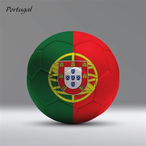 Bola De Futebol Realista D Bandeira De Portugal No Fundo Do