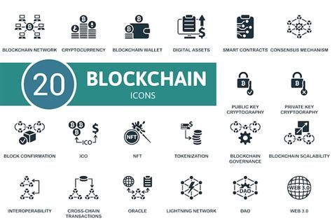 Premium Vector Blockchain Set Creative Icons Monochrome