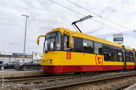 Alstom Konstal 116Na Type Tram Wagon In Service For Warsaw Trams