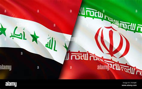 Iraq and Iran flags. 3D Waving flag design. Iran Iraq flag, picture ...