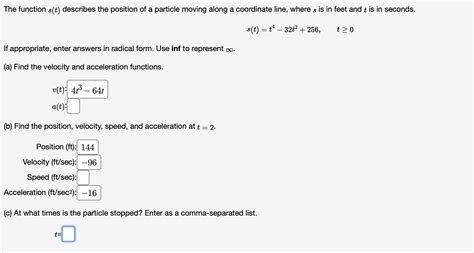 Solved The Function S T Describes The Position Of A Chegg