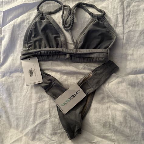 Montce Bikini Brand New Grey Faux Suede Top Depop