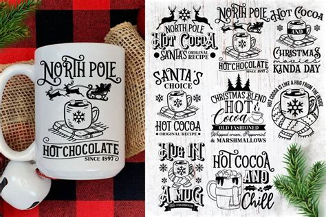 Hot Cocoa SVG Bundle Christmas Mug Bundle SVG