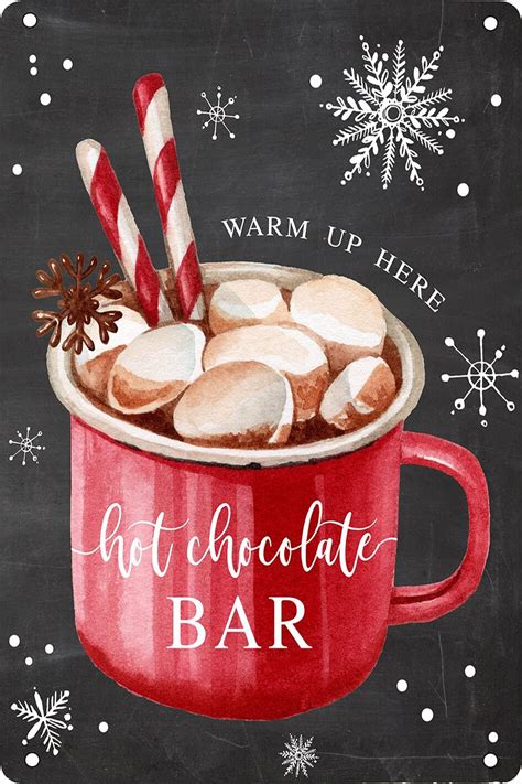 Amazon Angeloken Vintage Metal Sign Hot Cocoa Hot Chocolate