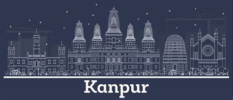 Premium Vector | Outline kanpur india city skyline with white buildings ...