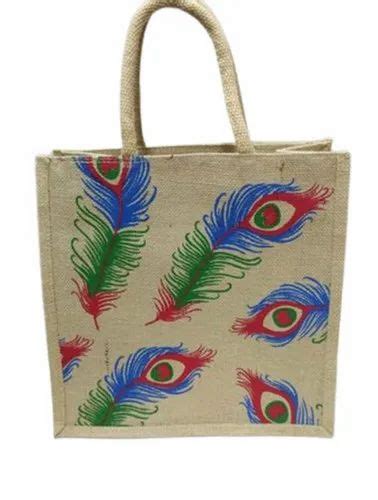 Webbed Handle Zipper Printed Jute Carry Bag Size X X At Rs