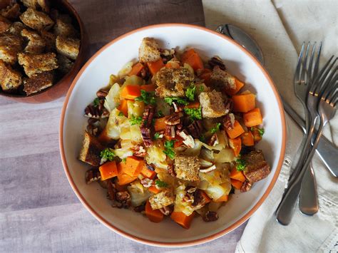 Braised Cabbage And Sweet Potatoes With Sage Croutons Oryana Community Co Op