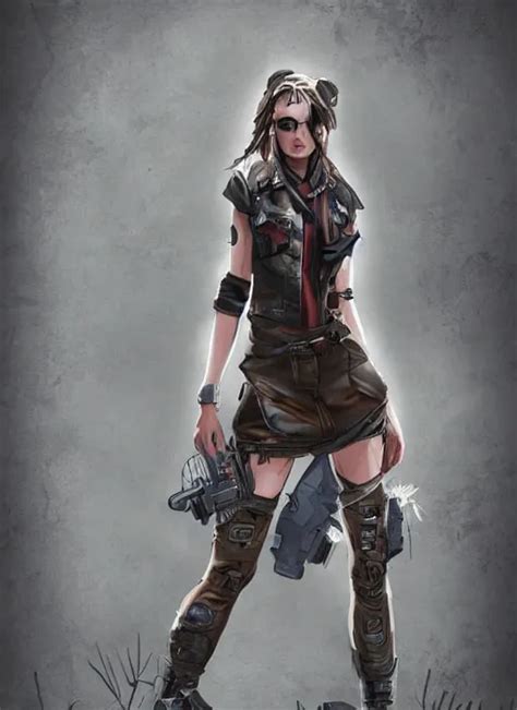 Post Apocalyptic Woman Character Art Wearing A Stable Diffusion