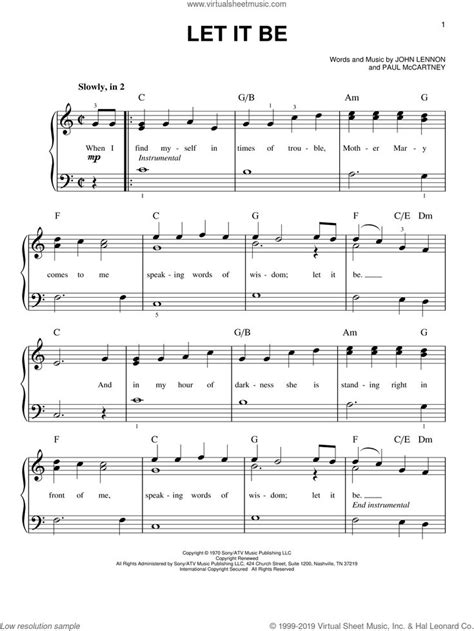 Let It Be sheet music for piano solo (PDF-interactive) | Beatles sheet music, Piano sheet music ...