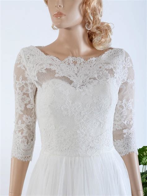 V Neck Ivory Alencon Lace Bolero Jacket Bridal Bolero Wedding Jacket