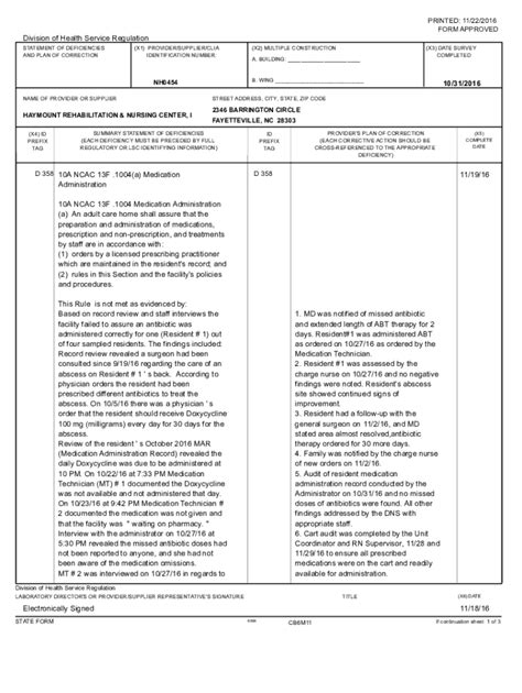 Fillable Online Info Ncdhhs Gov Dhsr Facilitiesstatement Of