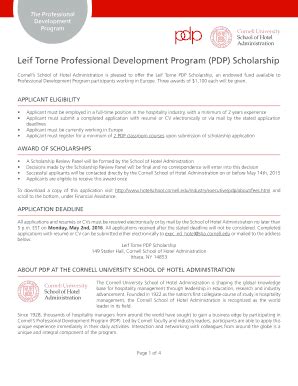 Fillable Online Sha Cornell Leif Torne Professional Development Program