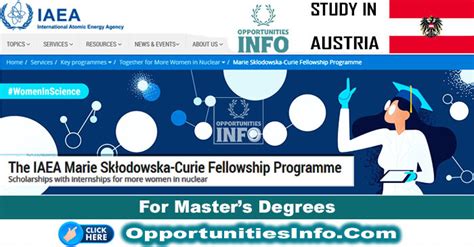 Iaea Marie Sklodowska Curie Fellowship Program In Austria Fully