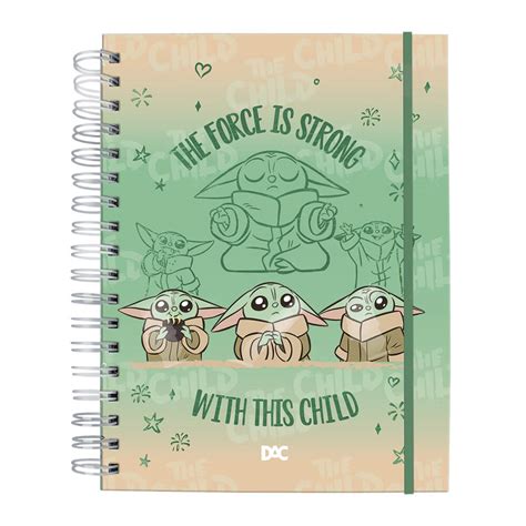 Caderno Smart Mini Baby Yoda Folhas e Divisórias Reposicionáveis