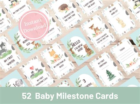 Printable Baby Milestone Cards Baby Photo Cards Woodland Milestone ...