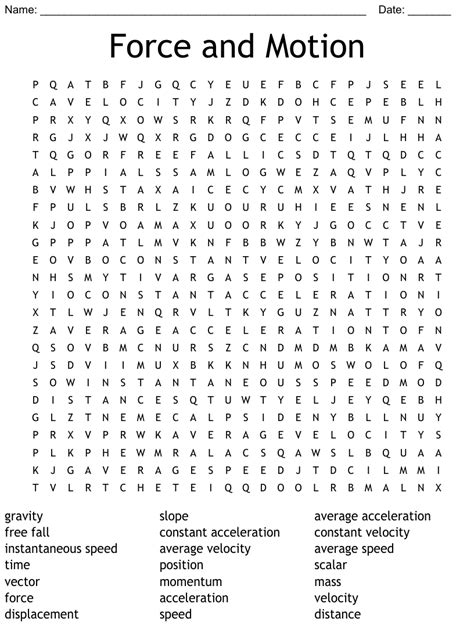 Force And Motion Word Search WordMint