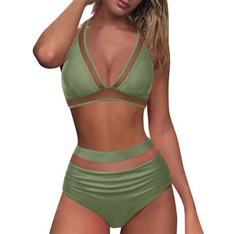 Ehrwe Women Swimsuit High Waisted Bikini Sexy Push Up Two Piece