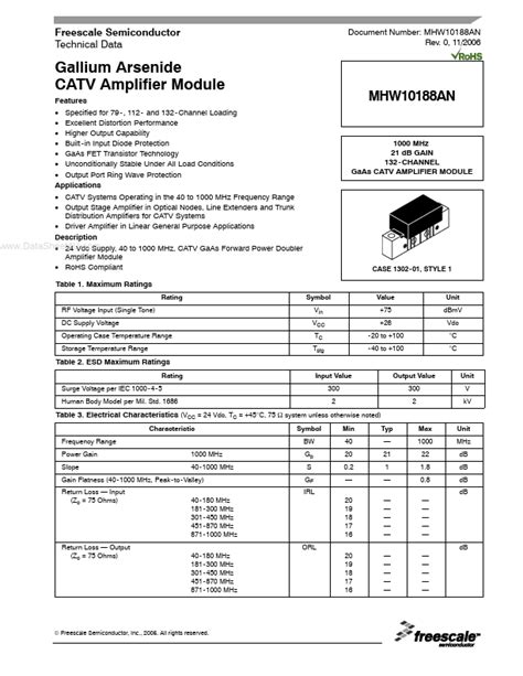 Mhw An Datasheet Pdf Gallium Arsenide Catv Amplifier Module