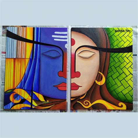 Shiva Parvati Abstract Painting