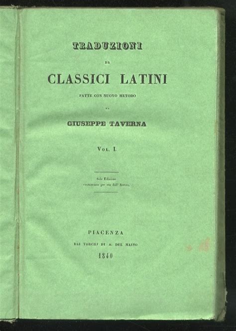 Traduzioni Da Classici Latini Fatte Con Nuovo Metodo Da Giuseppe