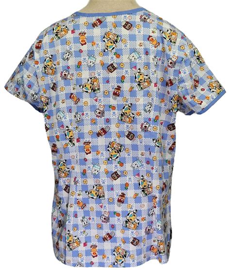 Koi Tokidoki Eve Womens Large Scrub Top Summer Picnic Stretch 1017tkd