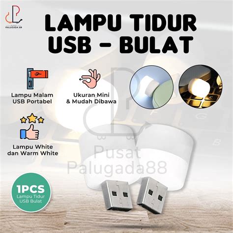 Jual Lampu LED USB Mini Night Light Bulat Lampu Baca Tidur Portable