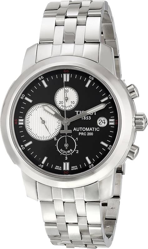 Tissot Men S PRC 200 Automatic Chronograph Black White Dial Watch T014