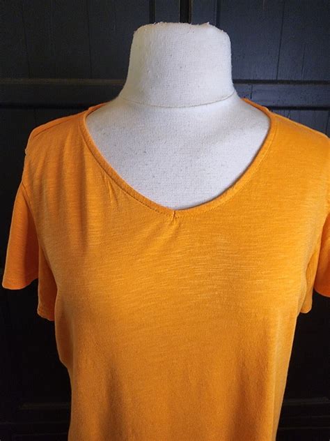 Chico S V Neck Knit Top Short Flutter Sleeves Orange Gem