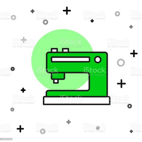 Filled Outline Sewing Machine Icon Isolated On White Background Vector