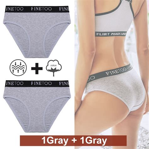 FINETOO 2PCS Set Women Cotton Panties Female Underwear Sexy Briefs