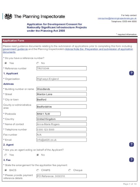 Fillable Online Infrastructure Planninginspectorate Gov Submitting An